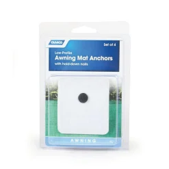 Camco 45631 Awning Mat Anchors w/ Hold Down Nails; Low Profile; White; 4 Pk