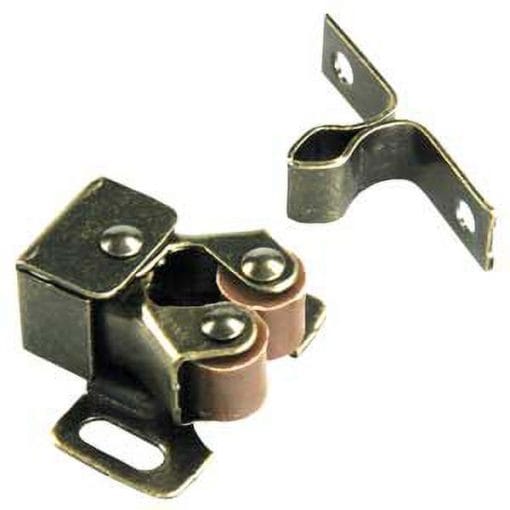 JR Products 70235 Double Roller Cabinet Catch w/ Prong; Antique Brass