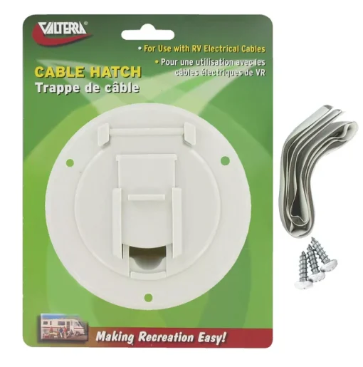 Valterra A10-2140VP Electric Cable Hatch w/ Back; White